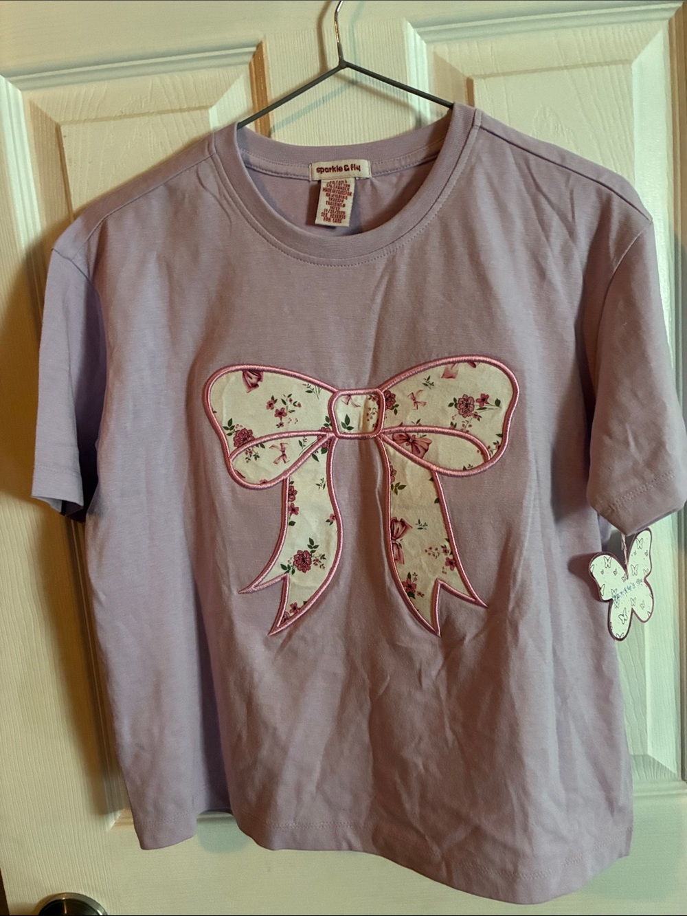 Girls' Lavender Bow Applique Tee